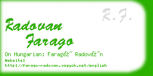 radovan farago business card